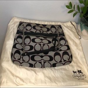 Authentic Coach Purse: black, grey, pink w/ chain